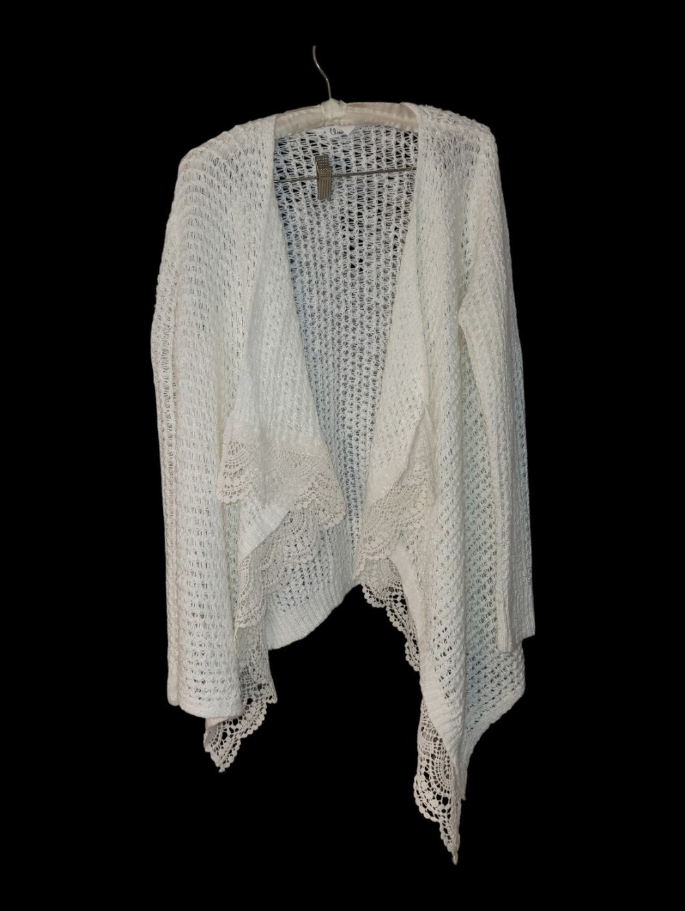 Boho Chic Open Cardigan Crochet & Lace XL